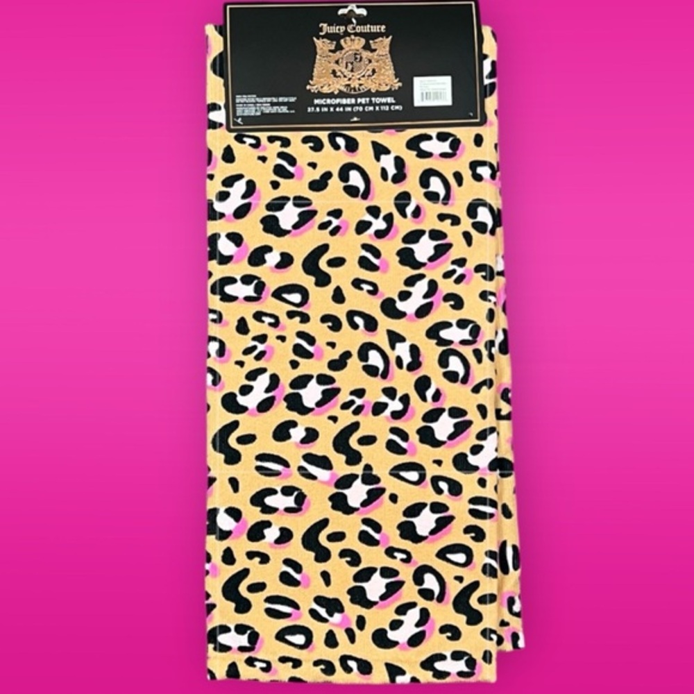 Juicy Couture - ‘Leopard’ Absorbent Microfiber Pet Towel. 27.5” x 44” NWT. Firm!